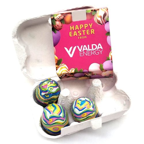 6 Bespoke Mini Eggs with a Crème Crunch Filling in an Egg Box