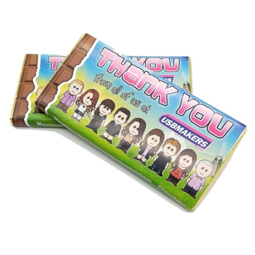 Chocolate Bars in Full Colour Wrapper.